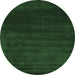 Round Abstract Emerald Green Contemporary Rug, con54emgrn