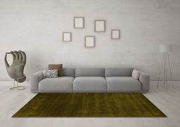 Machine Washable Abstract Yellow Contemporary Rug in a Living Room, wshcon54yw