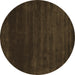 Round Abstract Brown Contemporary Rug, con54brn