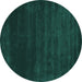 Round Abstract Turquoise Contemporary Rug, con54turq