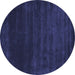 Round Abstract Blue Contemporary Rug, con54blu