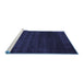 Sideview of Machine Washable Abstract Blue Contemporary Rug, wshcon54blu