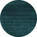 Round Abstract Light Blue Contemporary Rug, con54lblu