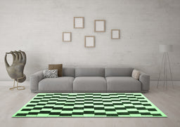 Machine Washable Abstract Emerald Green Contemporary Area Rugs in a Living Room,, wshcon550emgrn