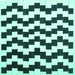 Square Machine Washable Abstract Turquoise Contemporary Area Rugs, wshcon550turq