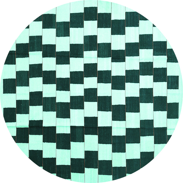 Round Abstract Turquoise Contemporary Rug, con550turq