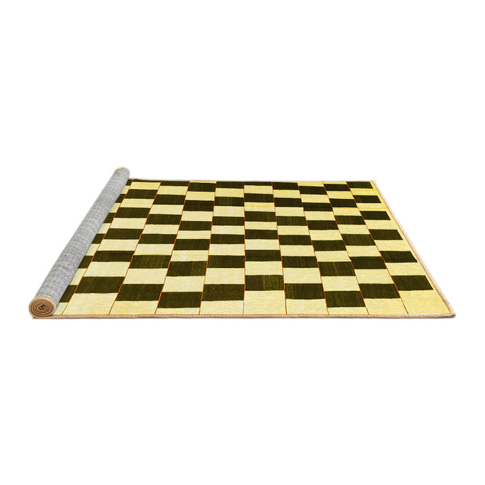 Sideview of Machine Washable Abstract Yellow Contemporary Rug, wshcon550yw