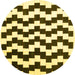 Round Abstract Yellow Contemporary Rug, con550yw