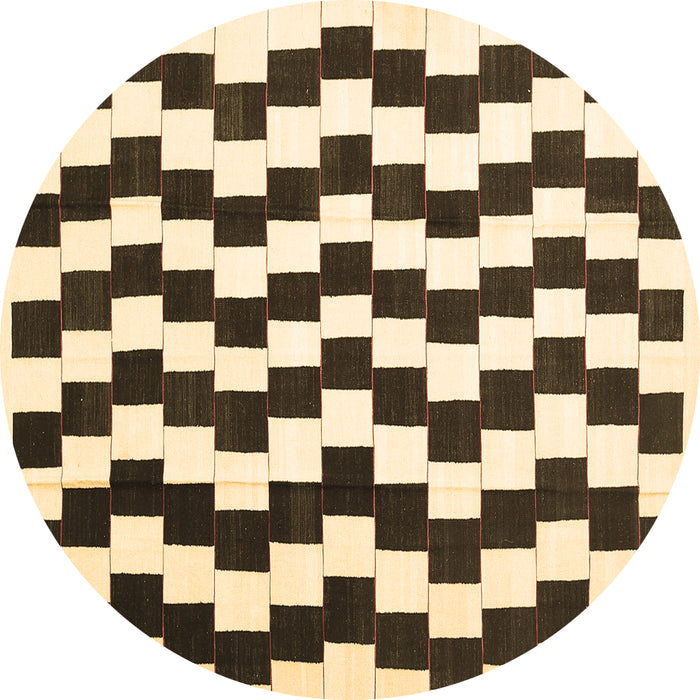 Round Abstract Brown Contemporary Rug, con550brn