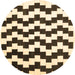 Round Abstract Brown Contemporary Rug, con550brn