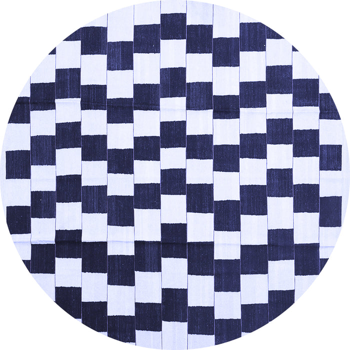 Round Abstract Blue Contemporary Rug, con550blu