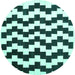 Round Machine Washable Abstract Turquoise Contemporary Area Rugs, wshcon550turq