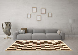 Machine Washable Abstract Orange Contemporary Area Rugs in a Living Room, wshcon550org
