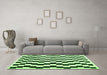 Machine Washable Abstract Green Contemporary Area Rugs in a Living Room,, wshcon550grn