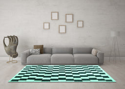 Machine Washable Abstract Turquoise Contemporary Area Rugs in a Living Room,, wshcon550turq