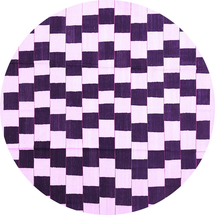 Round Machine Washable Abstract Purple Contemporary Area Rugs, wshcon550pur