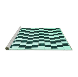 Sideview of Machine Washable Abstract Turquoise Contemporary Area Rugs, wshcon550turq