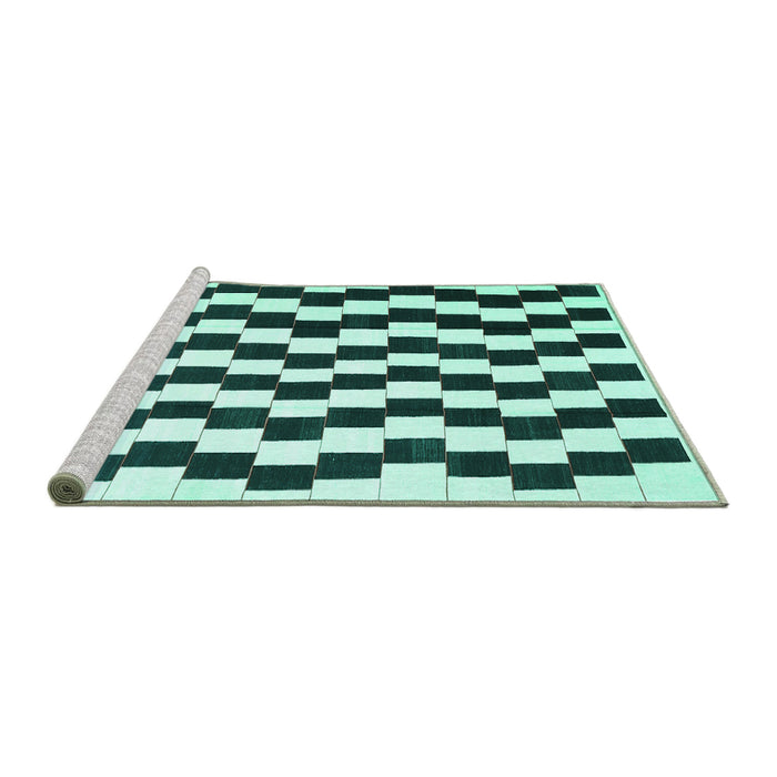 Sideview of Machine Washable Abstract Turquoise Contemporary Area Rugs, wshcon550turq