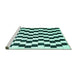 Sideview of Machine Washable Abstract Turquoise Contemporary Area Rugs, wshcon550turq