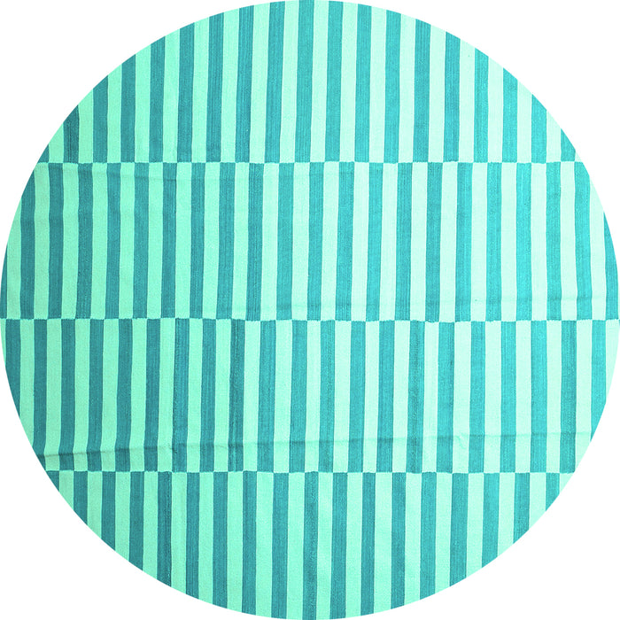 Round Machine Washable Abstract Turquoise Contemporary Area Rugs, wshcon551turq