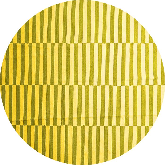 Round Abstract Yellow Contemporary Rug, con551yw