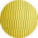 Round Abstract Yellow Contemporary Rug, con551yw