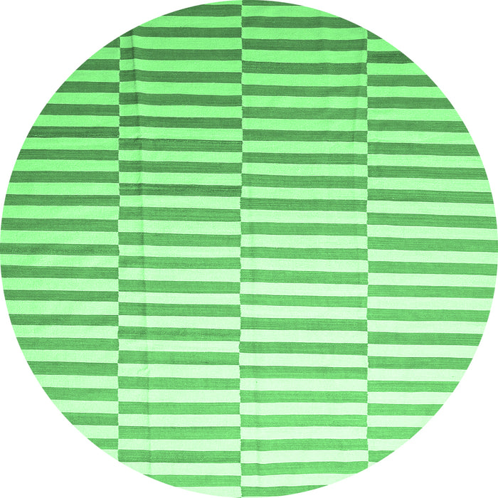 Round Machine Washable Abstract Emerald Green Contemporary Area Rugs, wshcon551emgrn