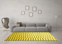 Machine Washable Abstract Yellow Contemporary Rug, wshcon551yw