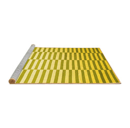 Sideview of Machine Washable Abstract Yellow Contemporary Rug, wshcon551yw