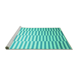 Sideview of Machine Washable Abstract Turquoise Contemporary Area Rugs, wshcon551turq