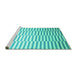 Sideview of Machine Washable Abstract Turquoise Contemporary Area Rugs, wshcon551turq