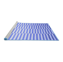 Sideview of Machine Washable Abstract Blue Contemporary Rug, wshcon551blu