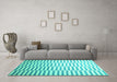 Machine Washable Abstract Turquoise Contemporary Area Rugs in a Living Room,, wshcon551turq