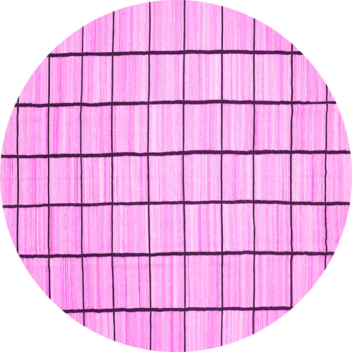Round Machine Washable Solid Pink Modern Rug, wshcon552pnk