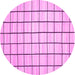 Round Machine Washable Solid Pink Modern Rug, wshcon552pnk