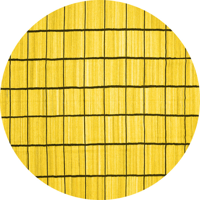Round Machine Washable Solid Yellow Modern Rug, wshcon552yw