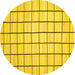 Round Machine Washable Solid Yellow Modern Rug, wshcon552yw