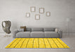 Machine Washable Solid Yellow Modern Rug in a Living Room, wshcon552yw