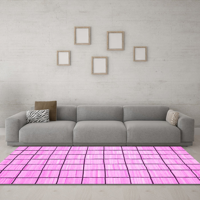 Machine Washable Solid Pink Modern Rug in a Living Room, wshcon552pnk