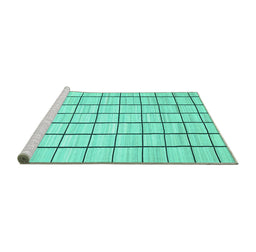 Sideview of Machine Washable Solid Turquoise Modern Area Rugs, wshcon552turq