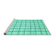 Sideview of Machine Washable Solid Turquoise Modern Area Rugs, wshcon552turq