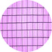 Round Machine Washable Solid Purple Modern Area Rugs, wshcon552pur