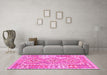 Machine Washable Oriental Pink Traditional Rug in a Living Room, wshcon553pnk