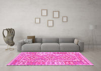 Machine Washable Oriental Pink Traditional Rug, wshcon553pnk