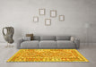 Machine Washable Oriental Yellow Traditional Rug in a Living Room, wshcon553yw