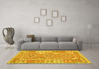 Machine Washable Oriental Yellow Traditional Rug, wshcon553yw