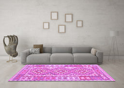 Machine Washable Oriental Purple Traditional Area Rugs in a Living Room, wshcon553pur