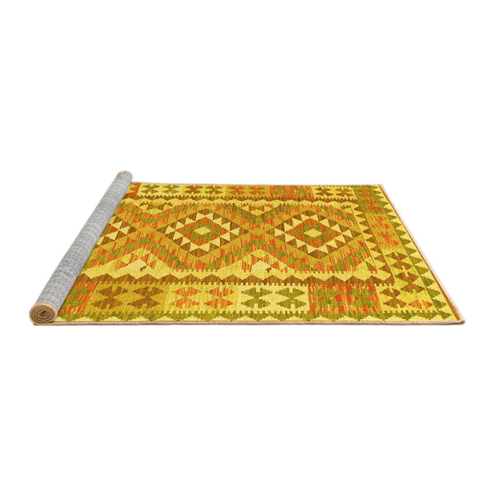 Sideview of Machine Washable Oriental Yellow Traditional Rug, wshcon553yw
