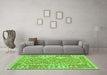 Machine Washable Oriental Green Traditional Area Rugs in a Living Room,, wshcon553grn