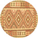 Round Oriental Brown Traditional Rug, con553brn